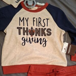 My First Thanksgiving Outfit  Sweatshirt, Pants, Bib